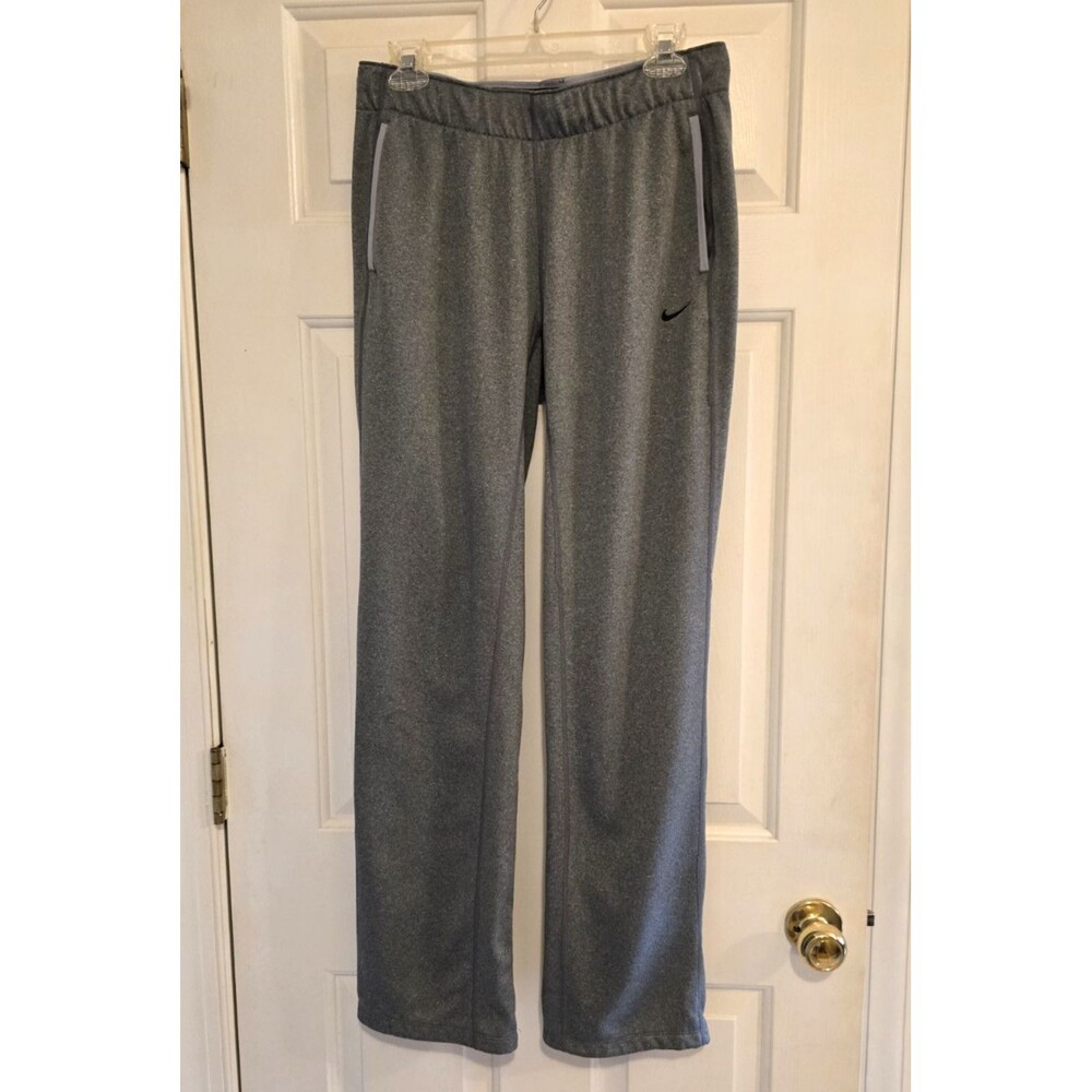 Nike Therma Training Pants Womens S Dri-FIT Gray Fleece Adjustable Hem Sporty